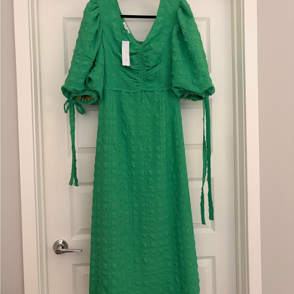 Topshop Vibrant Green Long Sleeve Dress
